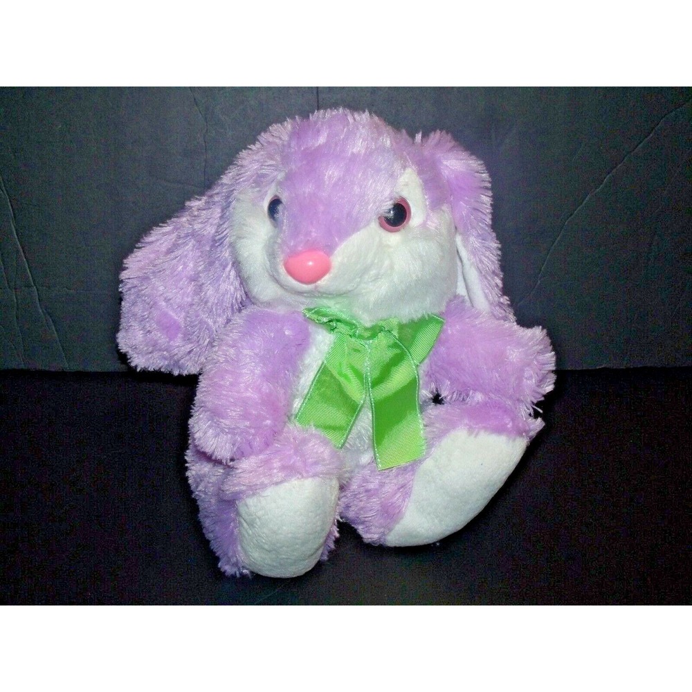Hug & Luv Publix Lavender White Green Ribbon Easter Bunny Rabbit Plush 12" NEW
